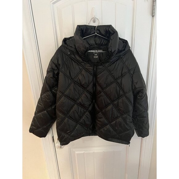 Kenneth Cole Women's Short Quilted Puffer Jacket Black Size L - Picture 1 of 7